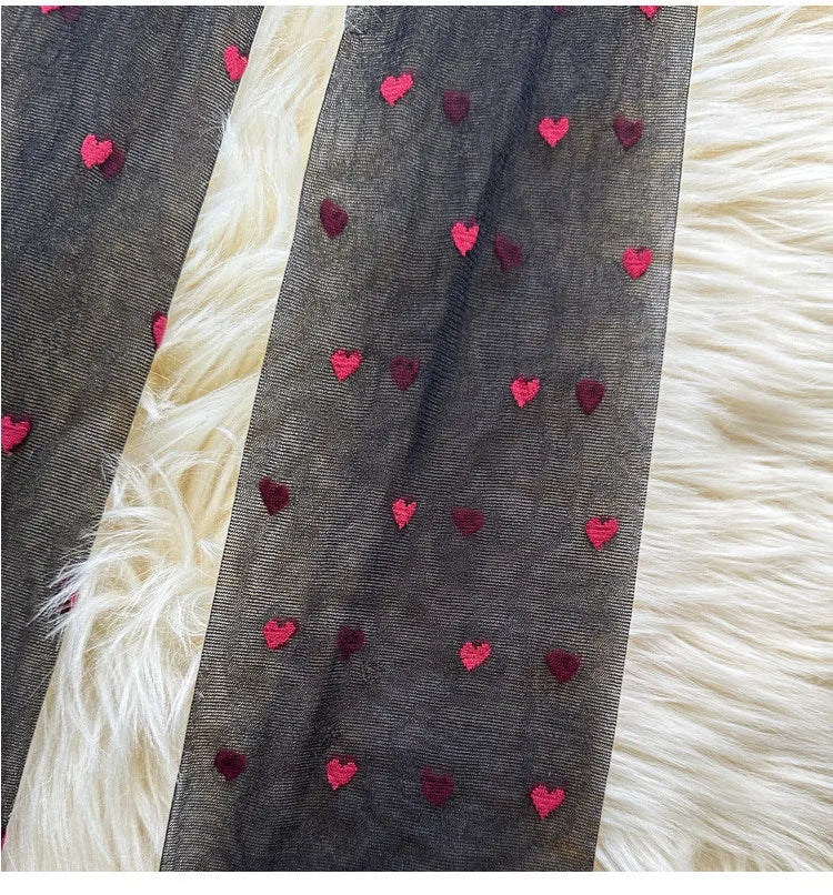 Nylon Polyester Heart Print Tights for Women