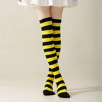 Striped Nylon Polyester Over Knee High Stockings