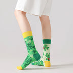 Cotton Blend Mid Calf Ladybug Clover Print Casual Socks