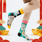 Lucky Cat Cotton Blend Casual Crew Socks