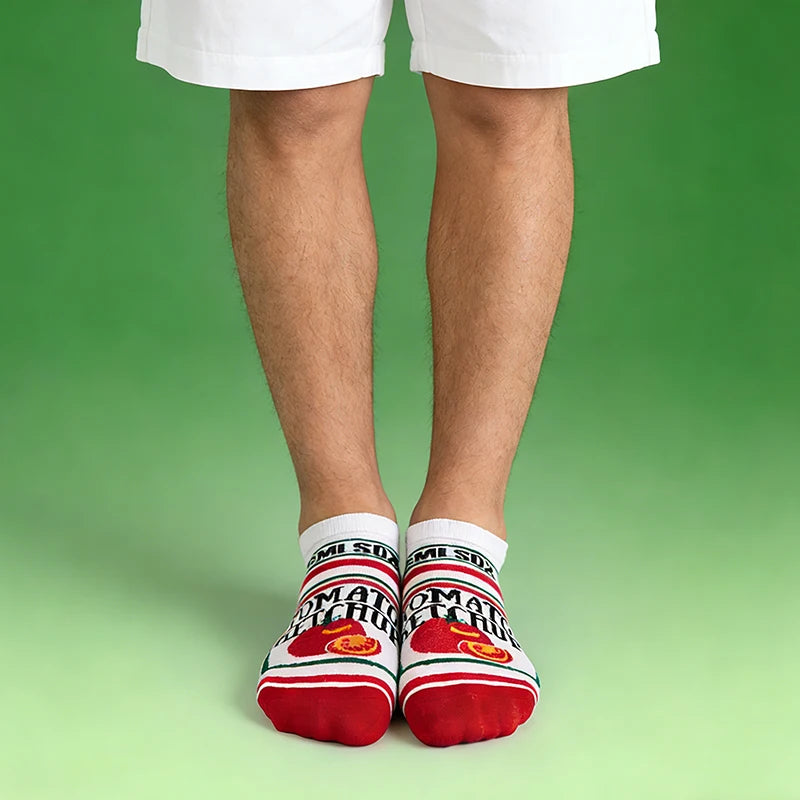 Cotton Blend Tomato Print Ankle Socks