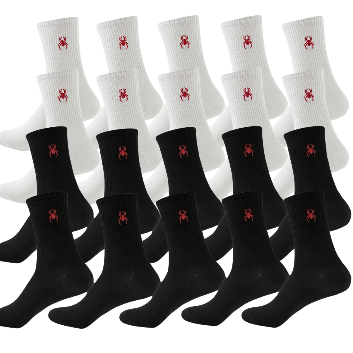 Polyester Elastane Crew Socks Spider Pattern