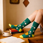 Cotton Blend Avocado Print Mid Calf Socks