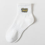 Polyester Blend Printed Letter Casual Crew Socks