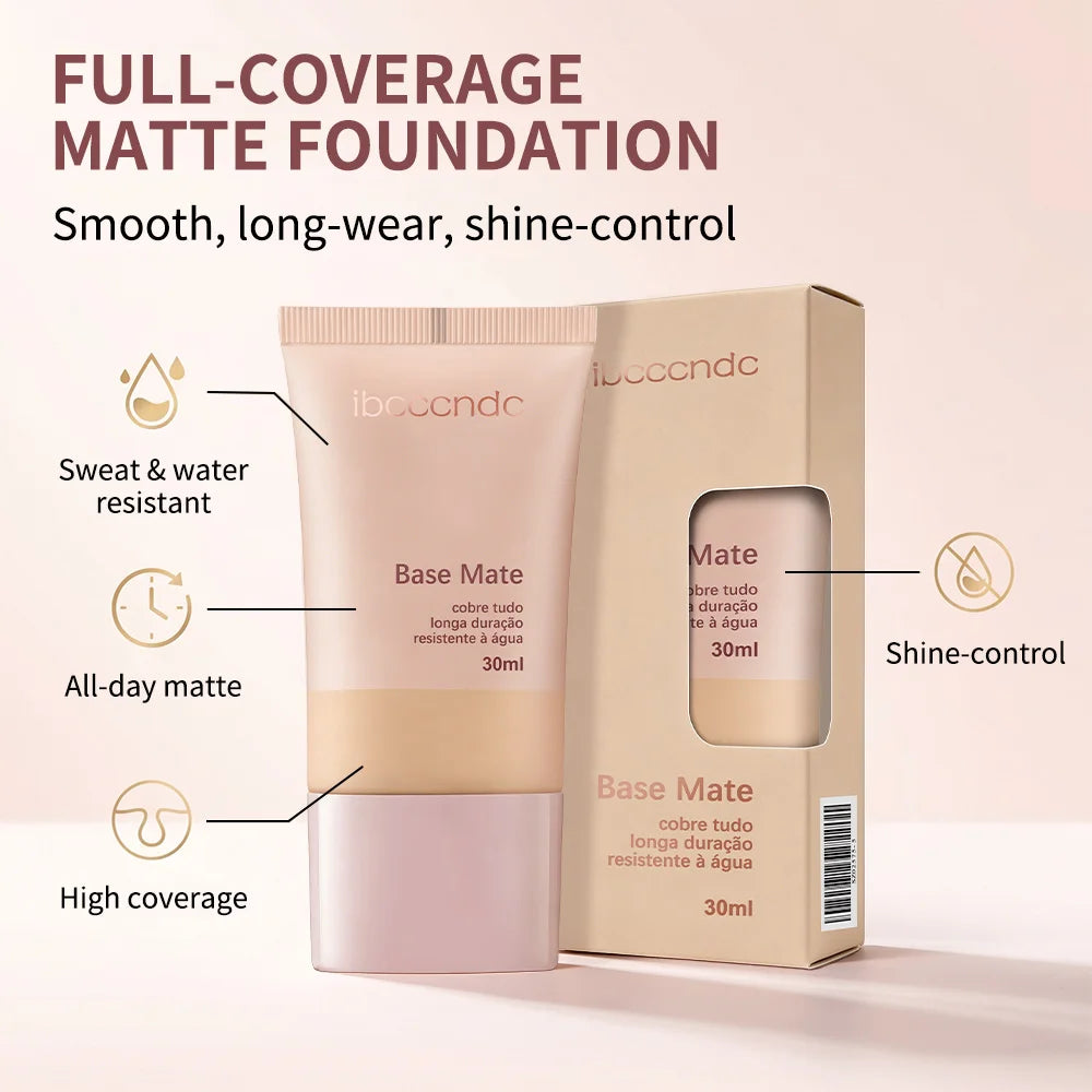 Liquid Matte Foundation Natural Waterproof Coverage Face Makeup