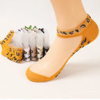 Polyester Elastane Low Cut Leopard Print Casual Socks