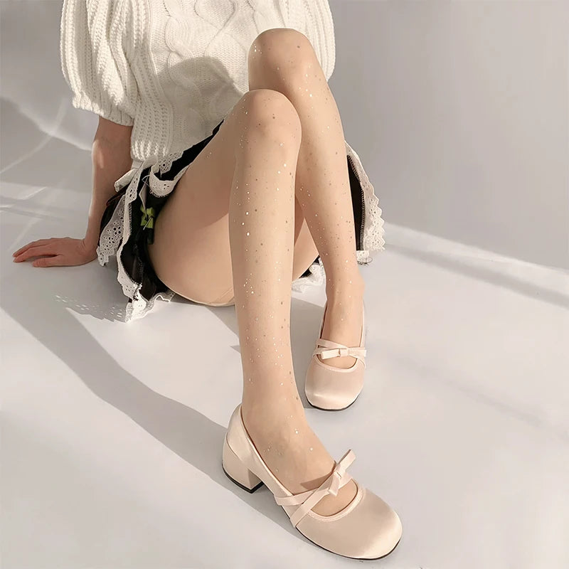 Polyester Elastane Sequin Sheer Pantyhose