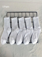 Polyester Spandex Mid Tube Socks 6 Pair Set