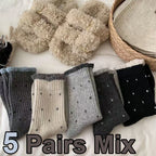 Polyester Elastane Polka Dot Mid Tube Casual Socks