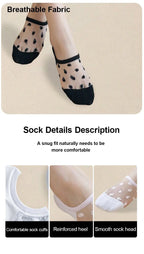 Polyester Elastane Polka Dot Low Tube Casual Women Socks