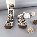 Cotton Blend Capybara Pattern Mid Calf Socks for Women