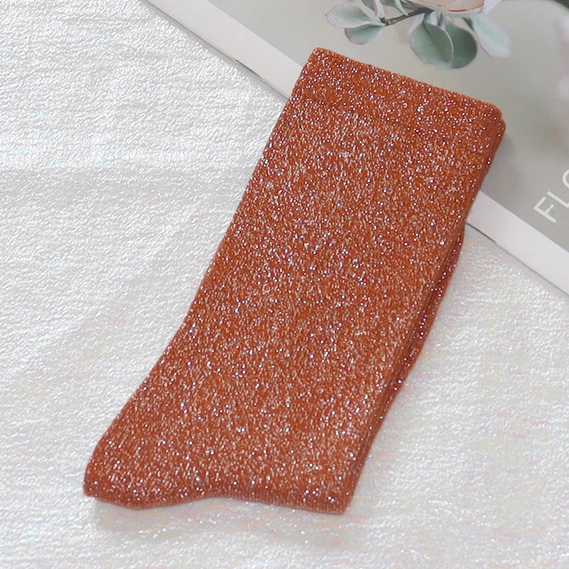 Metallic Knit Women Casual Socks
