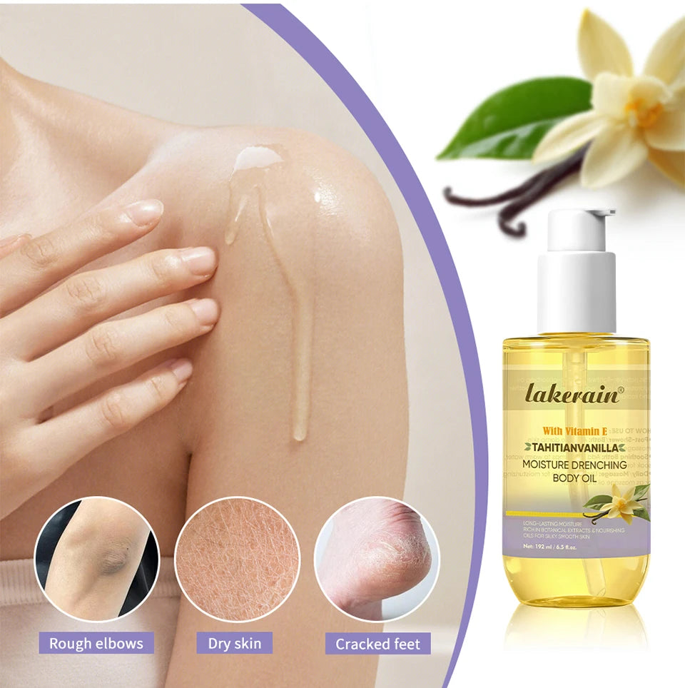 Vanilla Scented Moisturizing Body Oil for Dry Skin Hydration