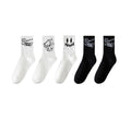 Polyester Elastane Cartoon Bear Crew Socks Five Pair Set