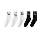 Polyester Elastane Cartoon Bear Crew Socks Five Pair Set