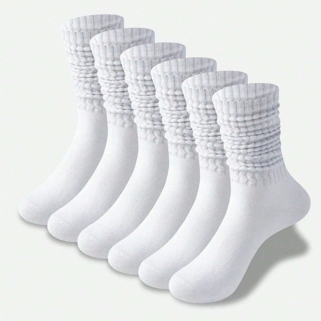 Polyester Elastane Women Casual Knee High Socks 6 Pairs