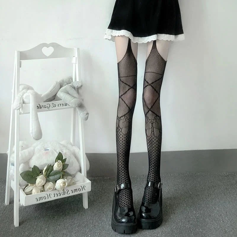 Nylon Mesh Ripped Fishnet Stockings
