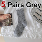 Polyester Spandex Bow Pattern Mid Tube Breathable Casual Socks