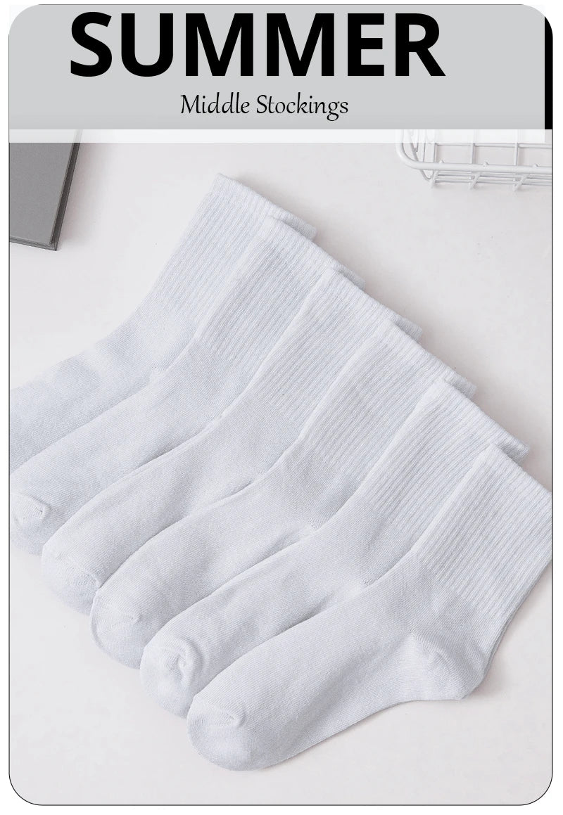 Polyester Elastane Casual Crew Socks 6 Pairs - 7