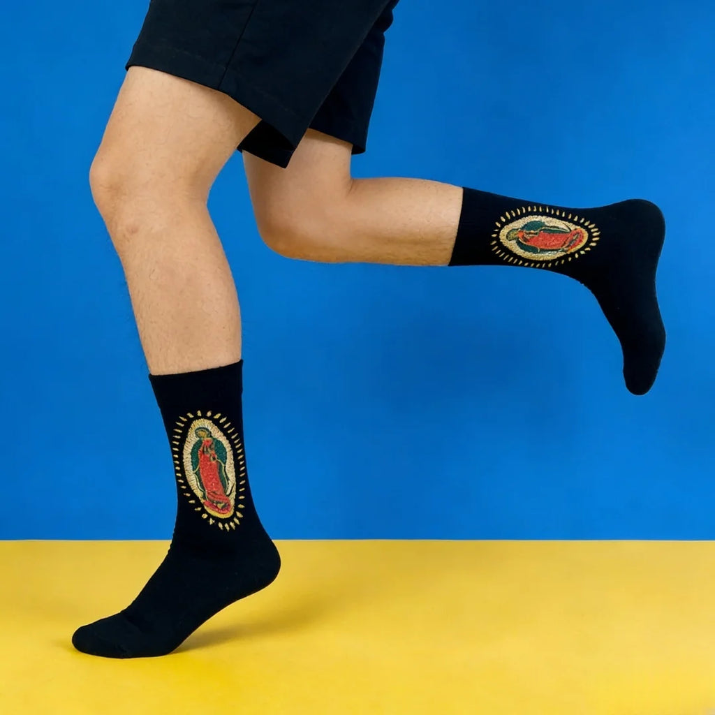 Polyester Elastane Crew Socks Our Lady of Guadalupe Print