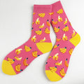 Cotton Blend Banana Print Mid Calf Casual Socks