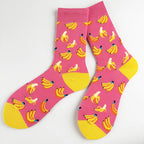 Cotton Blend Banana Print Mid Calf Casual Socks