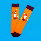 Cotton Blend Smiling Fox Pattern Mid Calf Socks