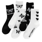 Butterfly Pattern Mid Length Polyester Elastane Socks Set