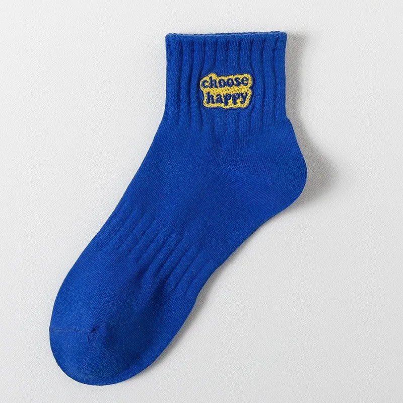 Polyester Blend Printed Letter Casual Crew Socks