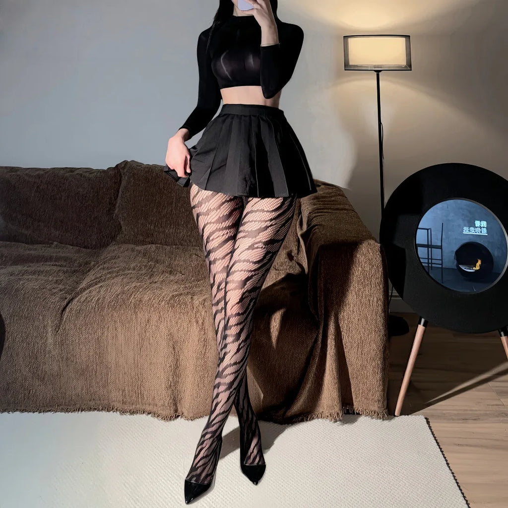 Geometric Mesh Pattern Nylon Pantyhose