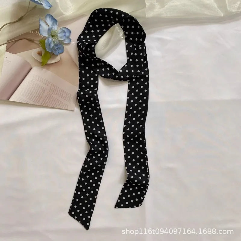 Polka Dot Polyester Long Ribbon Scarf Headband - 13