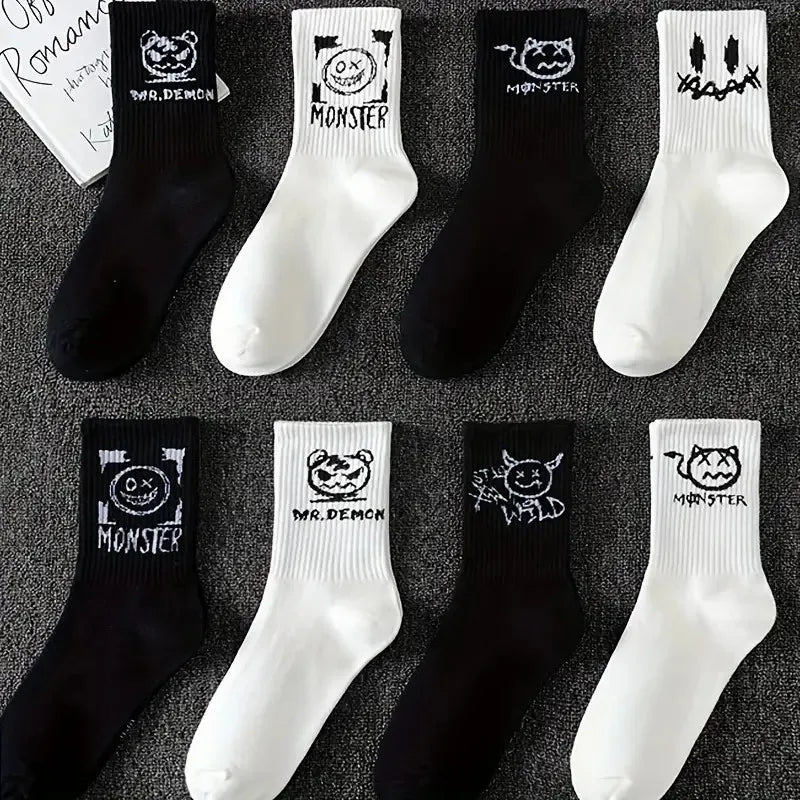 Polyester Elastane Graffiti Crew Socks - 9