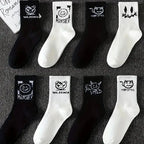 Polyester Spandex Graffiti Crew Socks