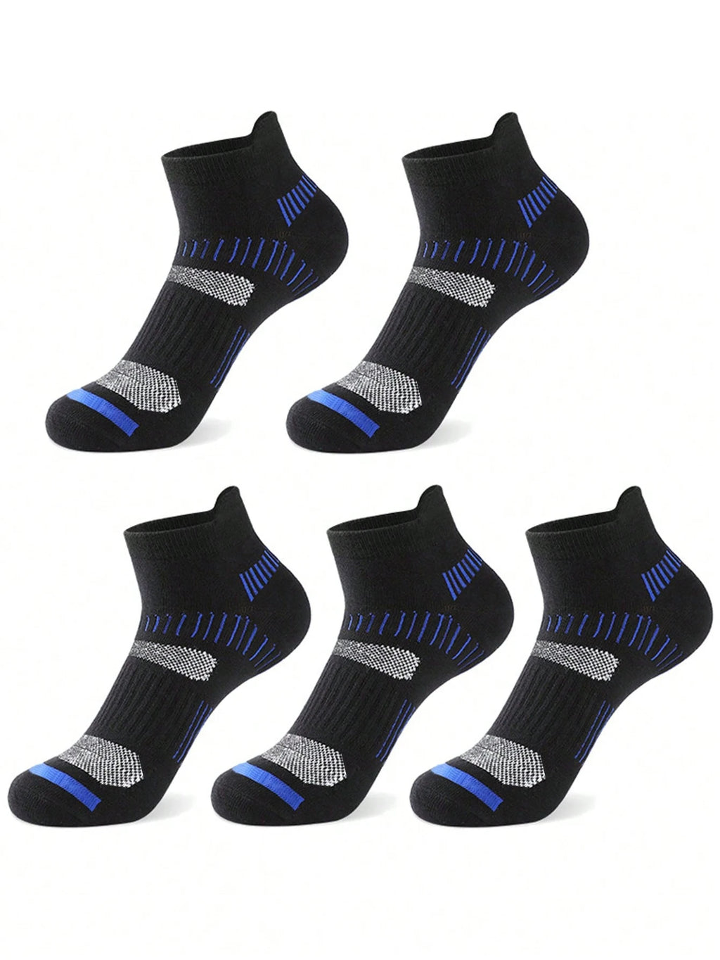 5 Pairs Polyester Elastane Knit Ankle Crew Socks