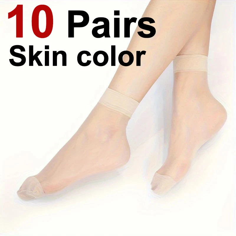 10 Pairs Transparent Nylon Silk Casual Socks - 11