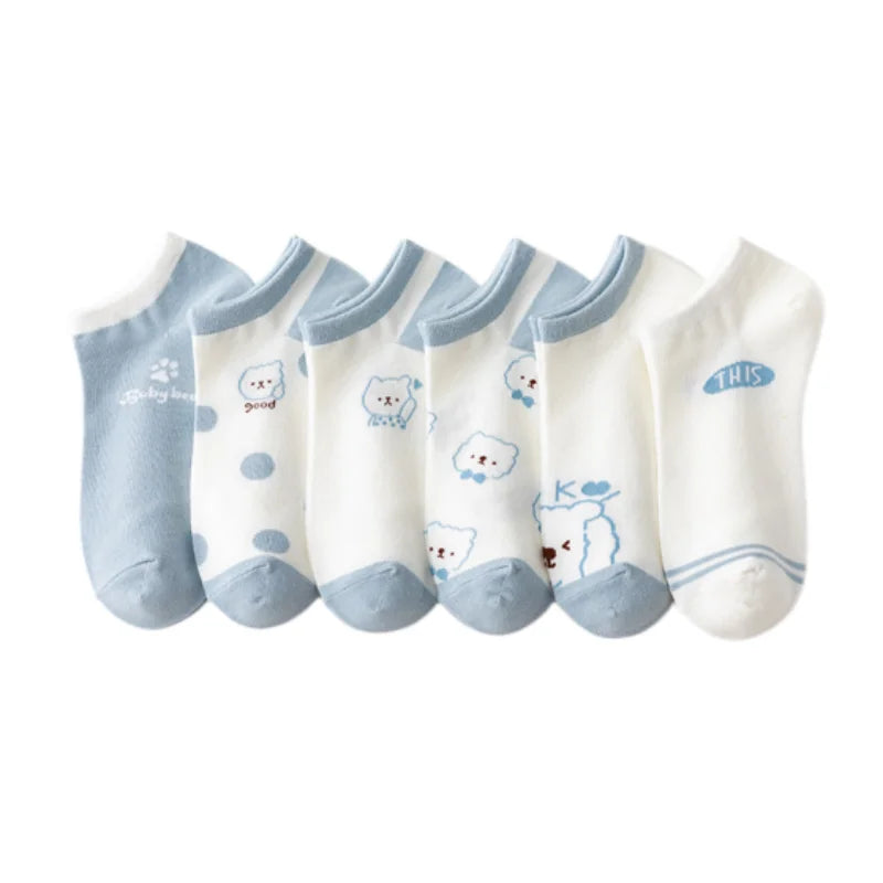 Polyester Elastane Cartoon Bear Ankle Socks - 5