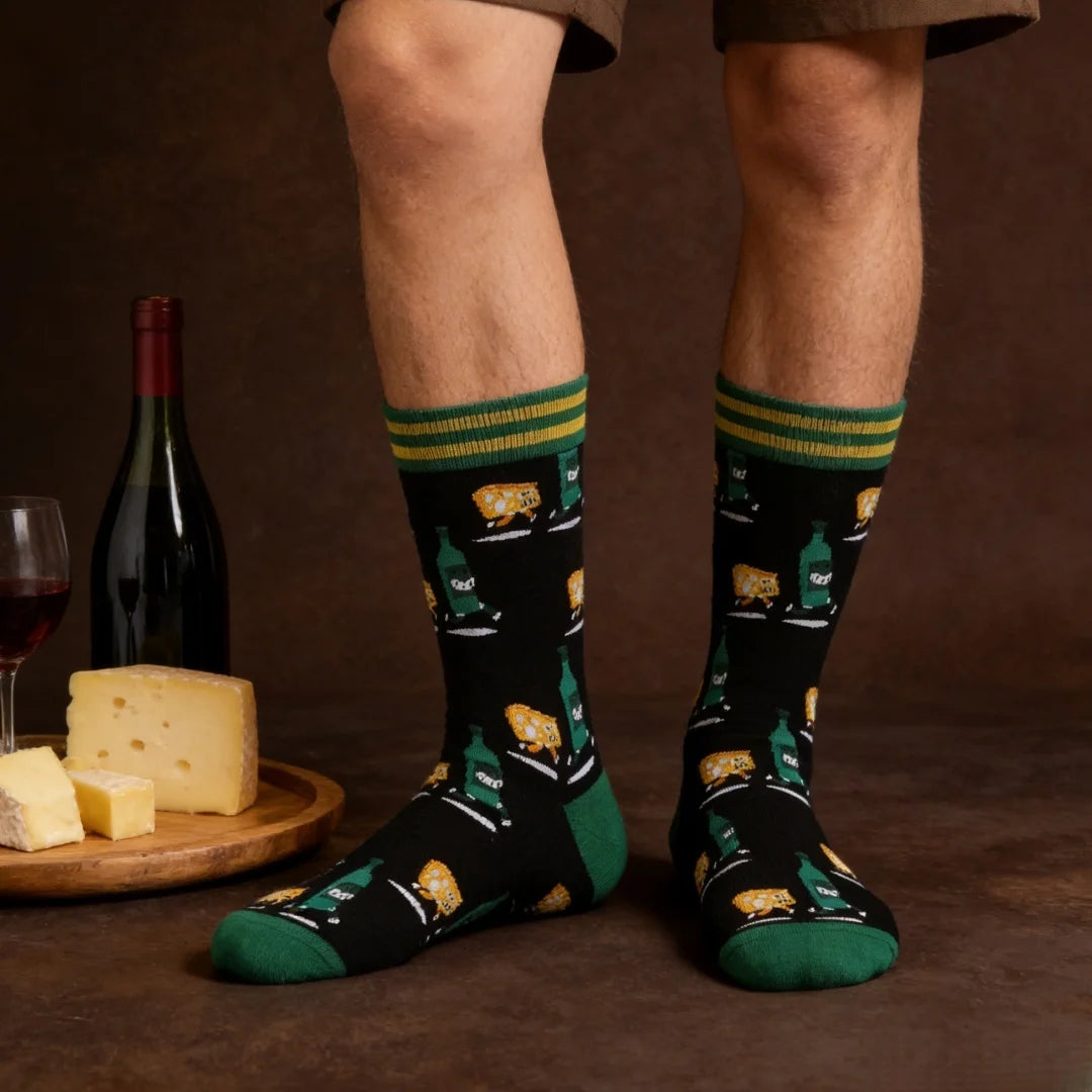 Cotton Blend Novelty Crew Socks - 1