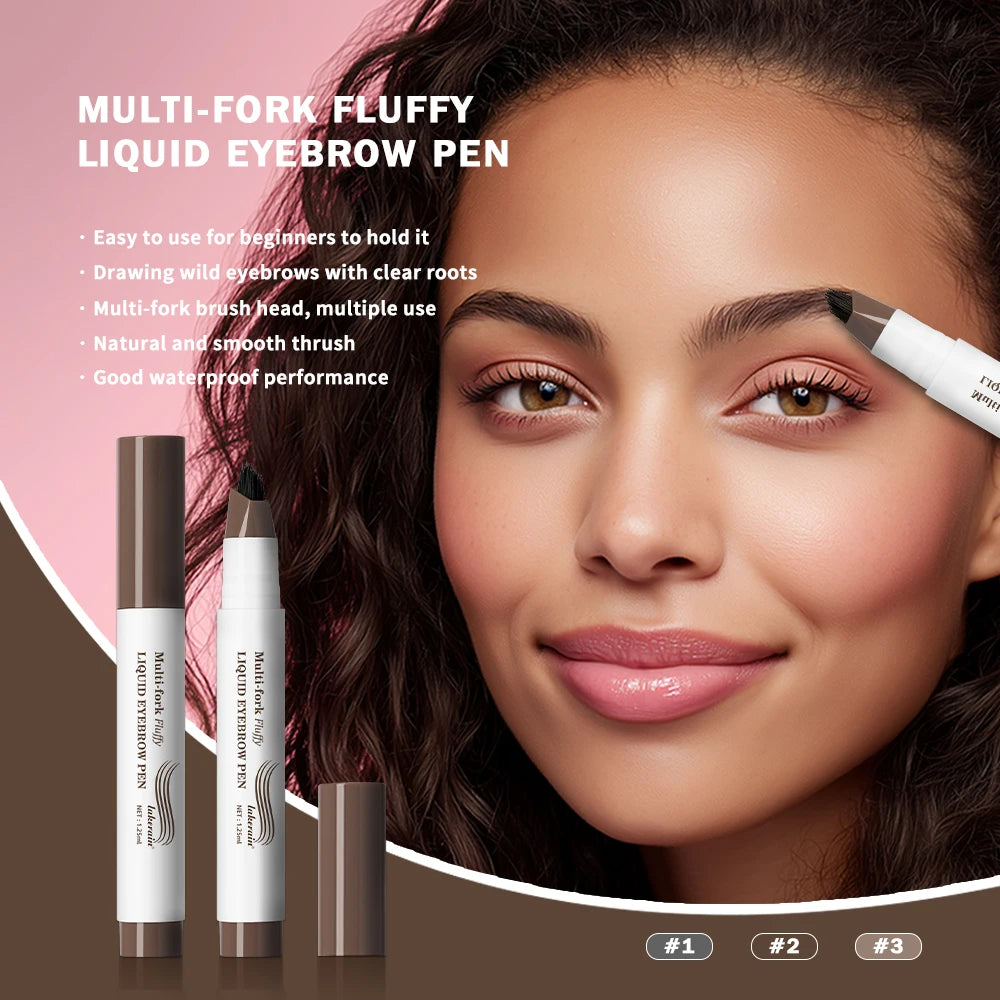 Liquid Eyebrow Pencil Multi Prong Brush Waterproof Makeup Pen - 3