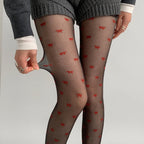Nylon Polyester Heart Print Tights for Women