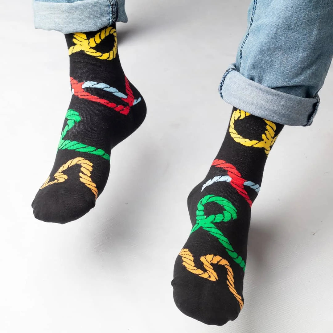Cotton Blend Rope Pattern Mid Calf Crew Socks