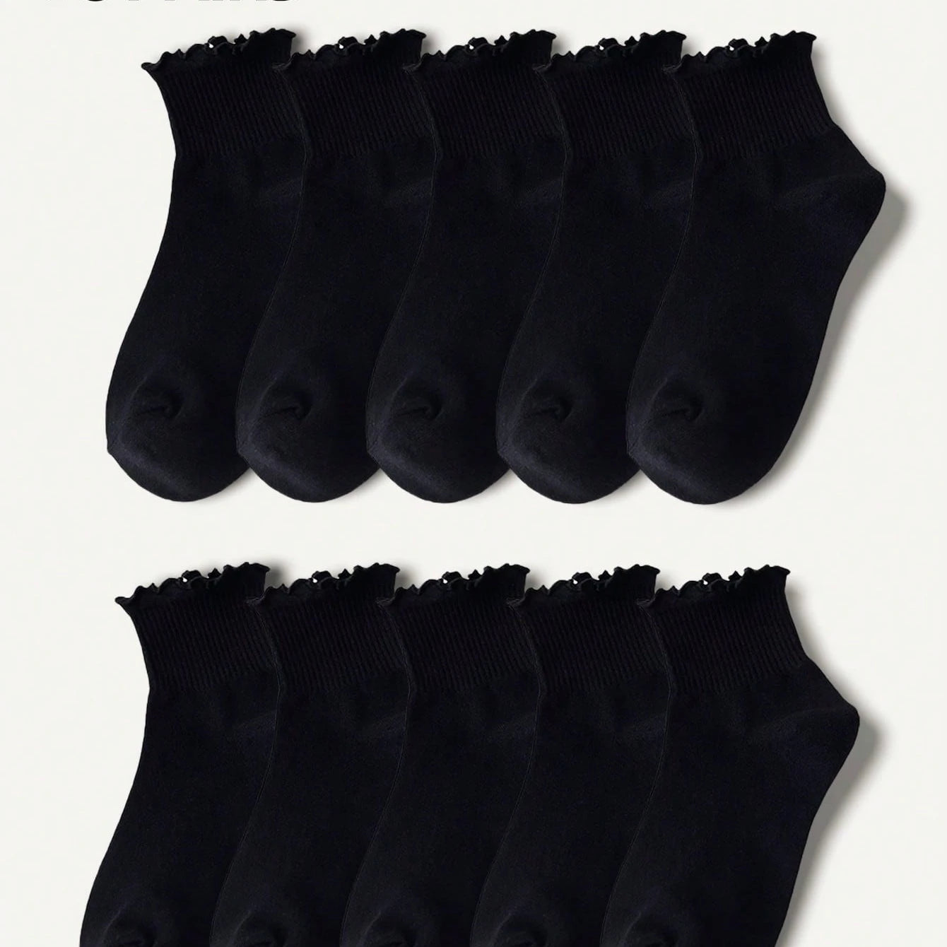 Polyester Elastane Ruffle Trim Mid Tube Crew Socks - 10