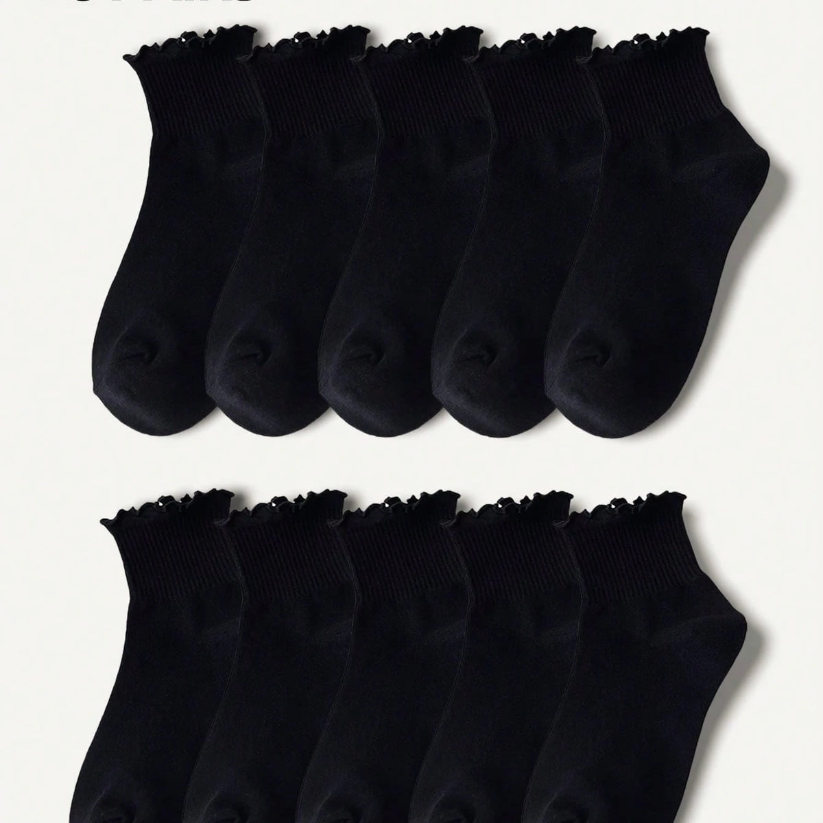 Polyester Elastane Ruffle Trim Mid Tube Crew Socks
