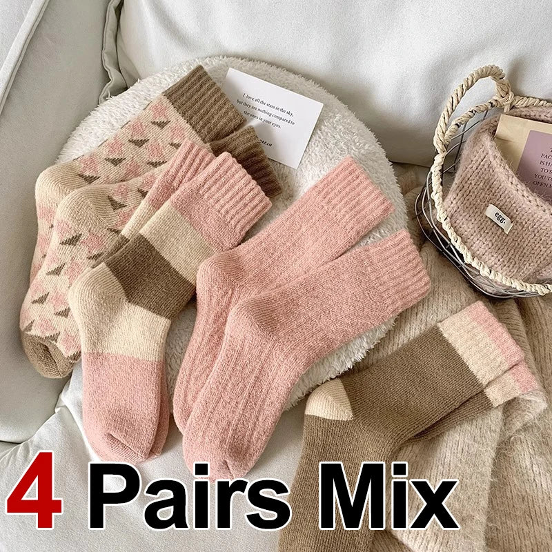 Thick Striped Plush Winter Socks for Women