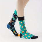 Cotton Blend Peacock Print Mid Calf Socks