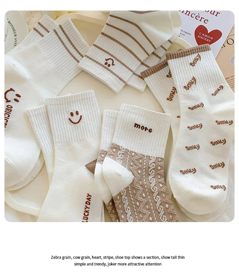 Polyester Blend Mid Tube Socks Women Casual Daily Wear