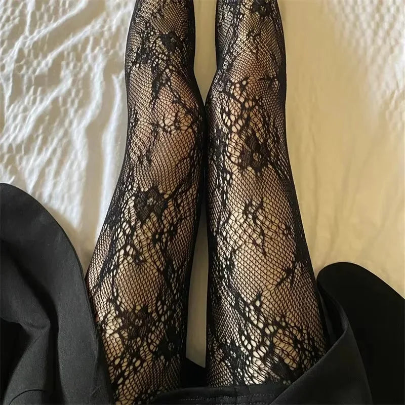 Floral Nylon Mesh Tights