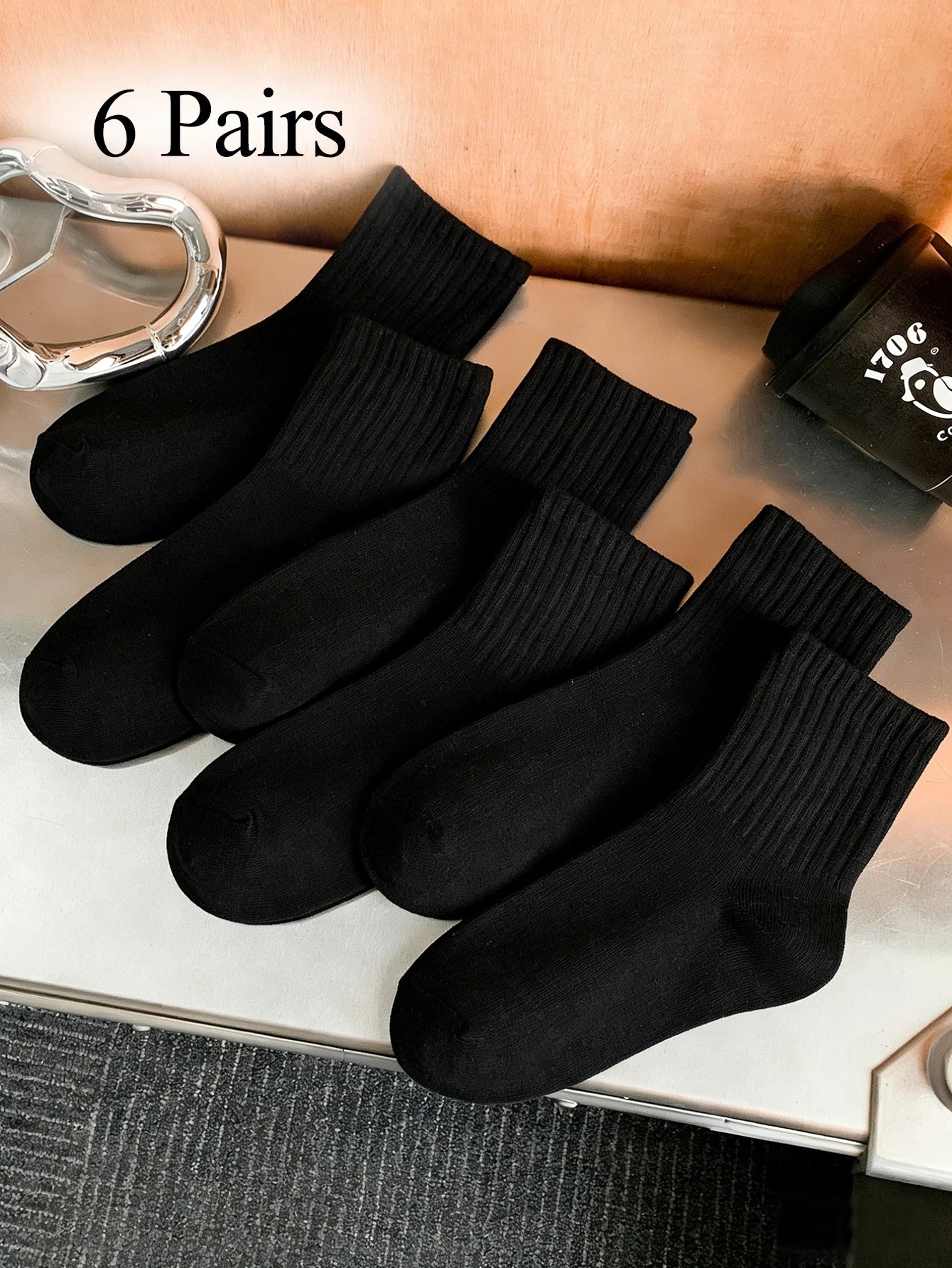 Womens Polyester Elastane Low Tube Casual Ankle Socks 6 Pack - 14