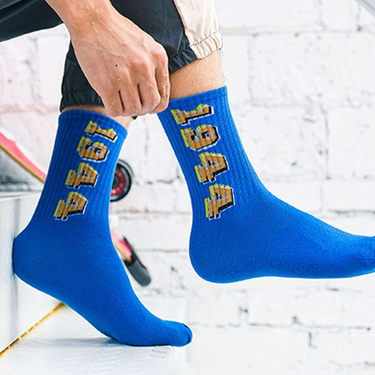 Polyester Elastane Knit Crew Socks