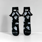 Cotton Ghost Design Magnetic Hand Holding Crew Socks