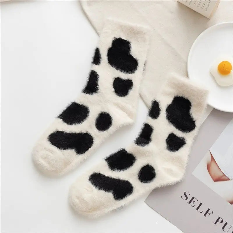 Plush Cartoon Mid Calf Socks Polyester Blend